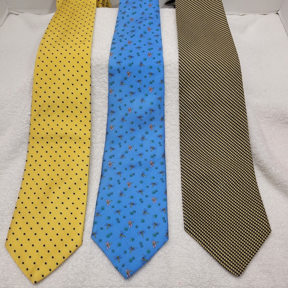 Brooks Brothers Necktie LOT OF 3 Polka Dot Dragonfly Check Pattern Made In USA